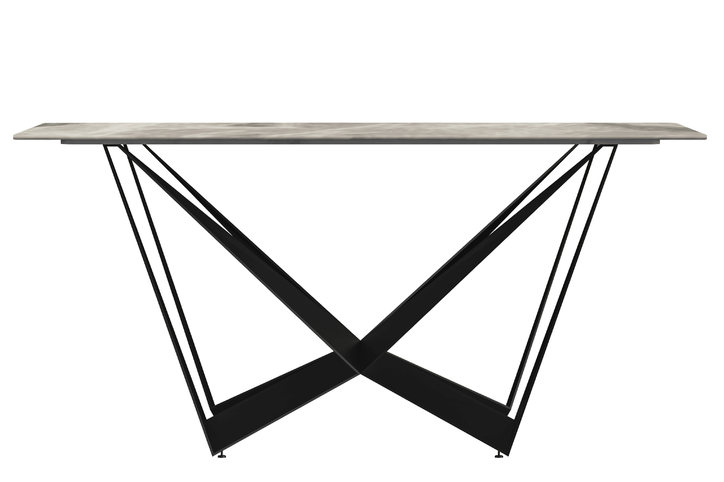 Nuvor Dining Table with Rectangular Sintered Stone/Glass Tabletop and Steel Legs