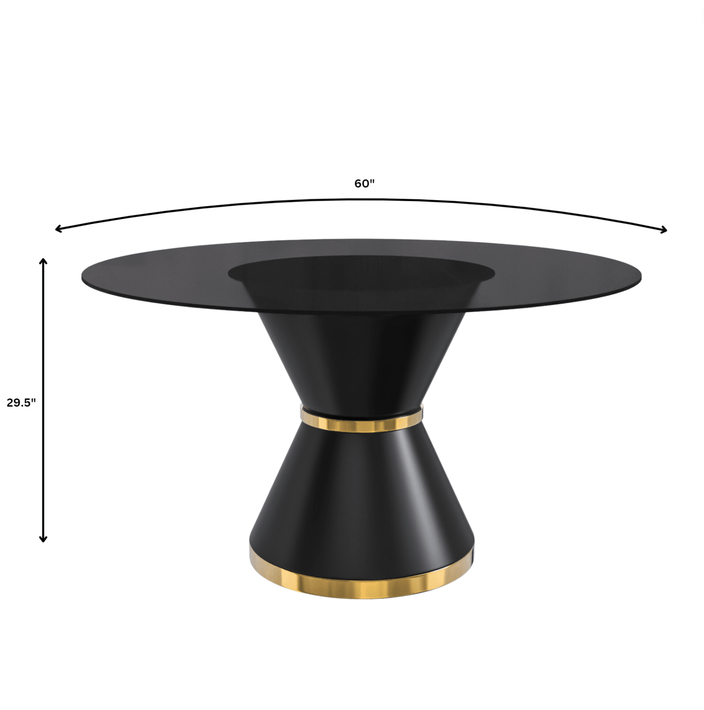 Modern Round Dining Table with a Glass/Stone Tabletop in Stainless Steel Seats 6-10 Qorvus Collection