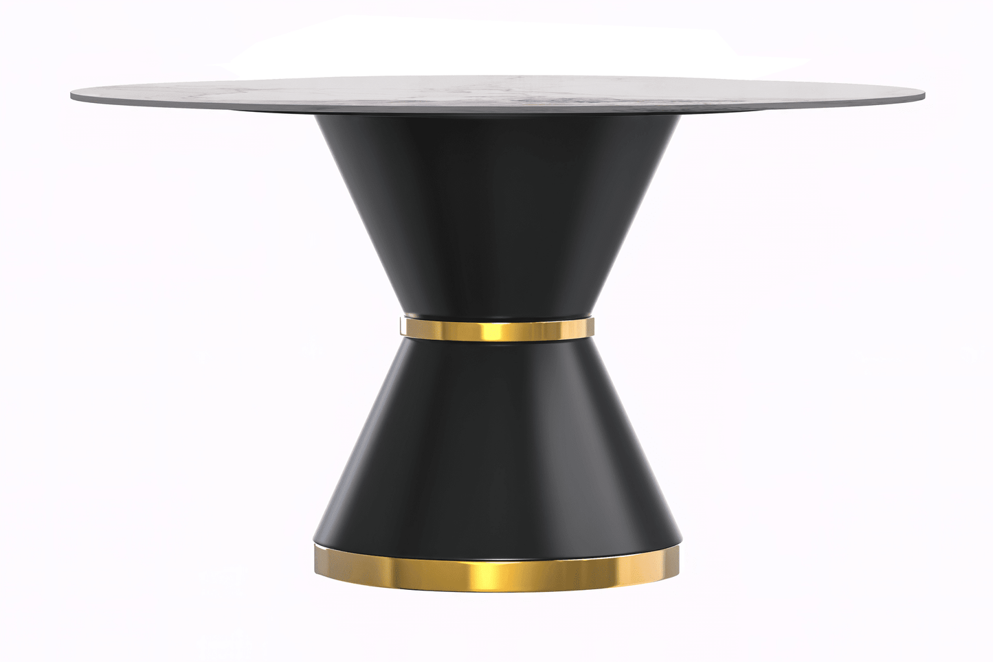 Modern Round Dining Table with a Glass/Stone Tabletop in Stainless Steel Seats 6-10 Qorvus Collection