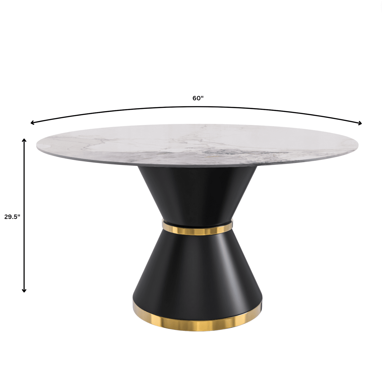 Modern Round Dining Table with a Glass/Stone Tabletop in Stainless Steel Seats 6-10 Qorvus Collection