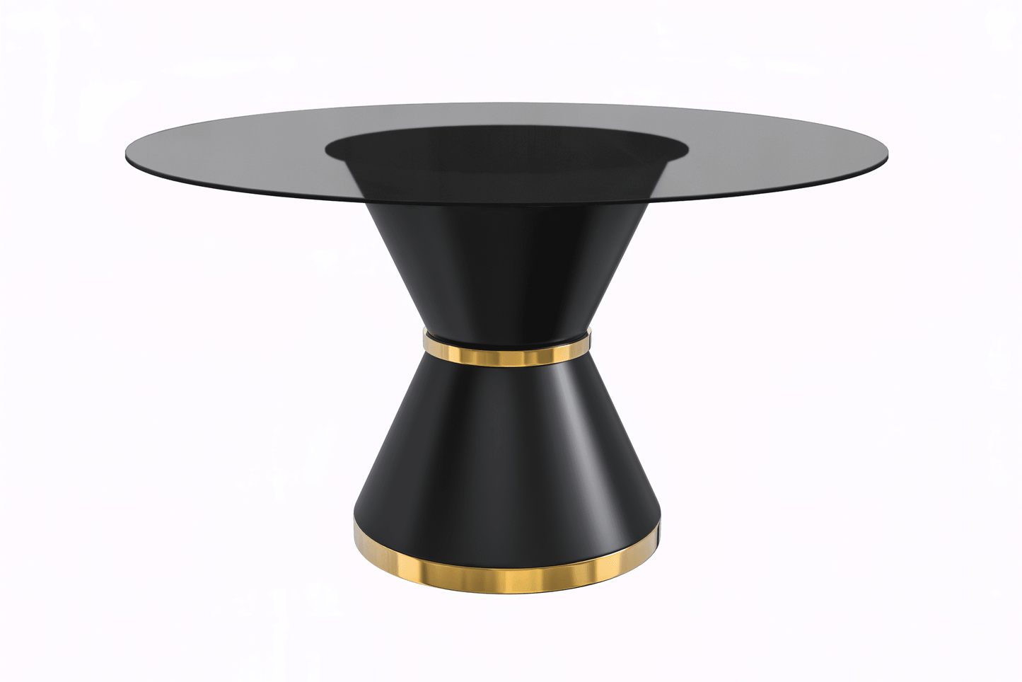 Modern Round Dining Table with a Glass/Stone Tabletop in Stainless Steel Seats 6-10 Qorvus Collection