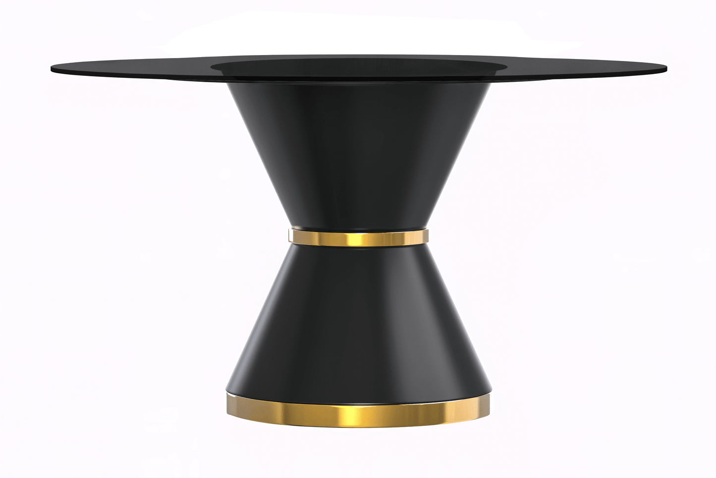 Modern Round Dining Table with a Glass/Stone Tabletop in Stainless Steel Seats 6-10 Qorvus Collection