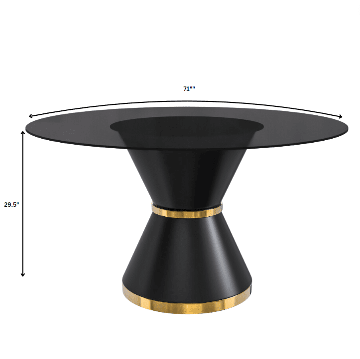 Modern Round Dining Table with a Glass/Stone Tabletop in Stainless Steel Seats 6-10 Qorvus Collection