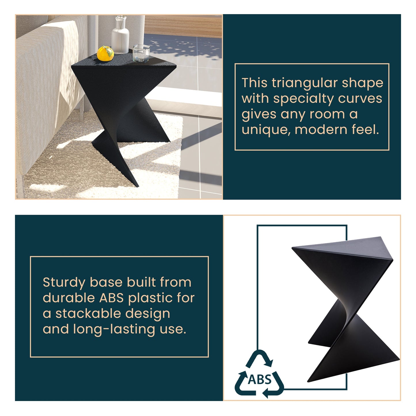 Randolph Triangular Accent Side Table in ABS/PC Plastic