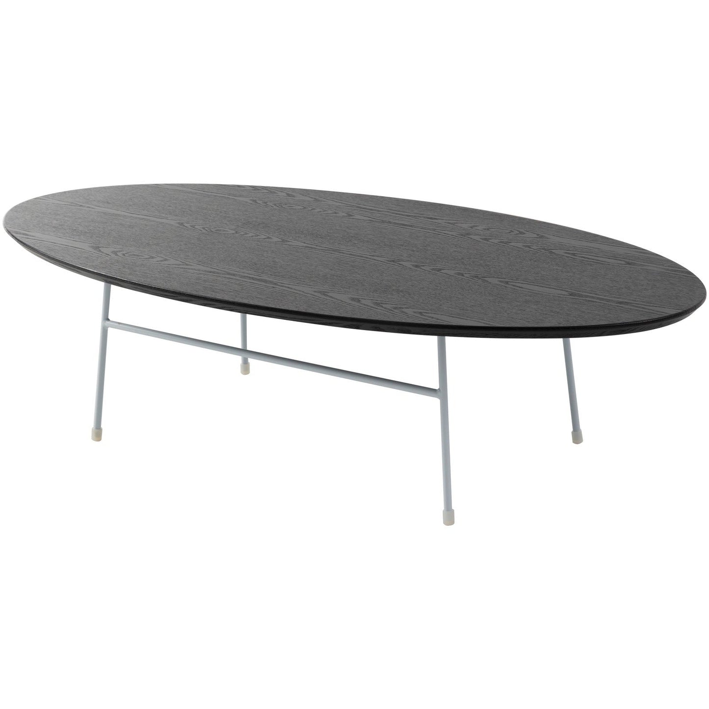 Rossmore Oval Coffee Table with MDF Wood Tabletop in White Steel Frame