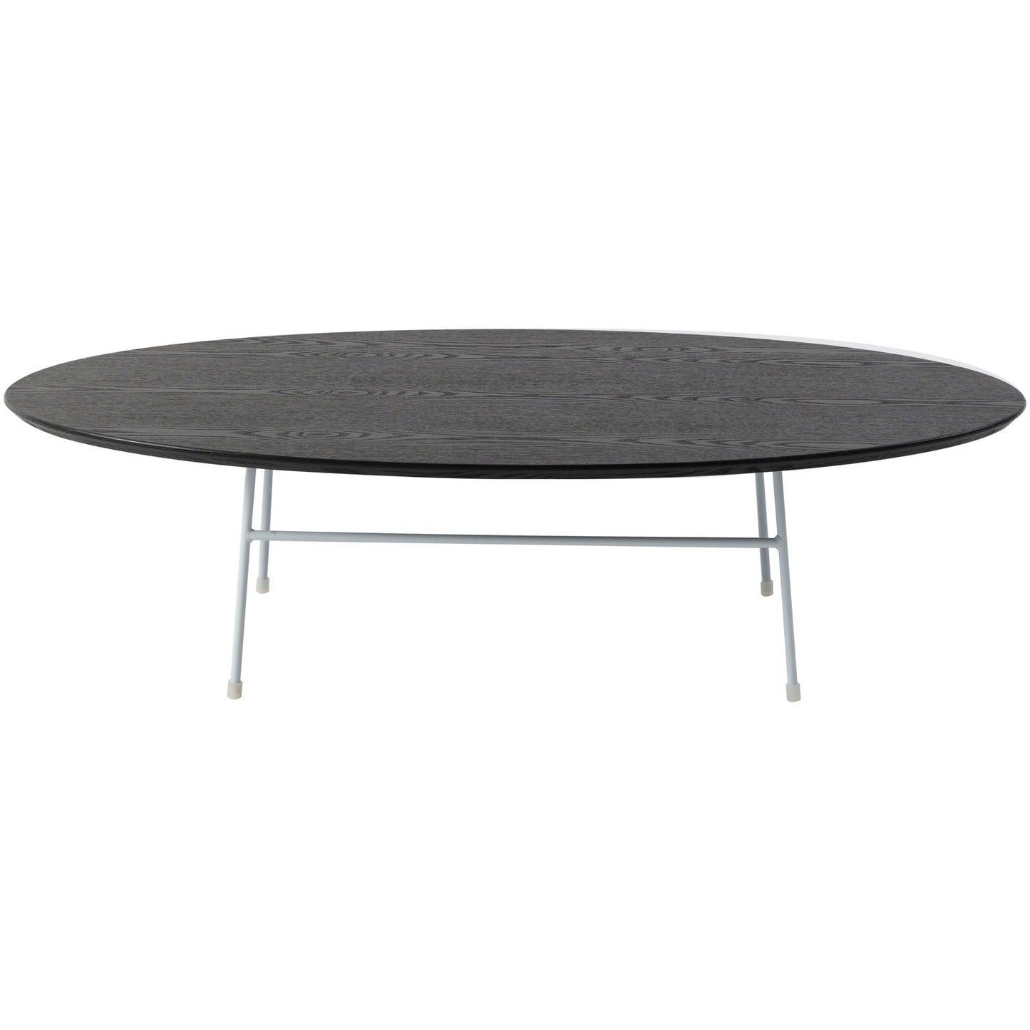 Rossmore Oval Coffee Table with MDF Wood Tabletop in White Steel Frame