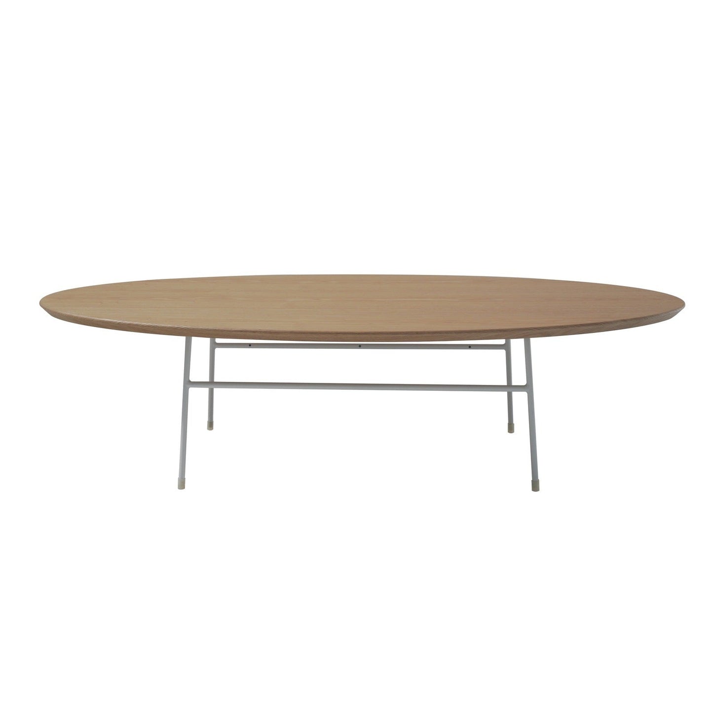 Rossmore Oval Coffee Table with MDF Wood Tabletop in White Steel Frame