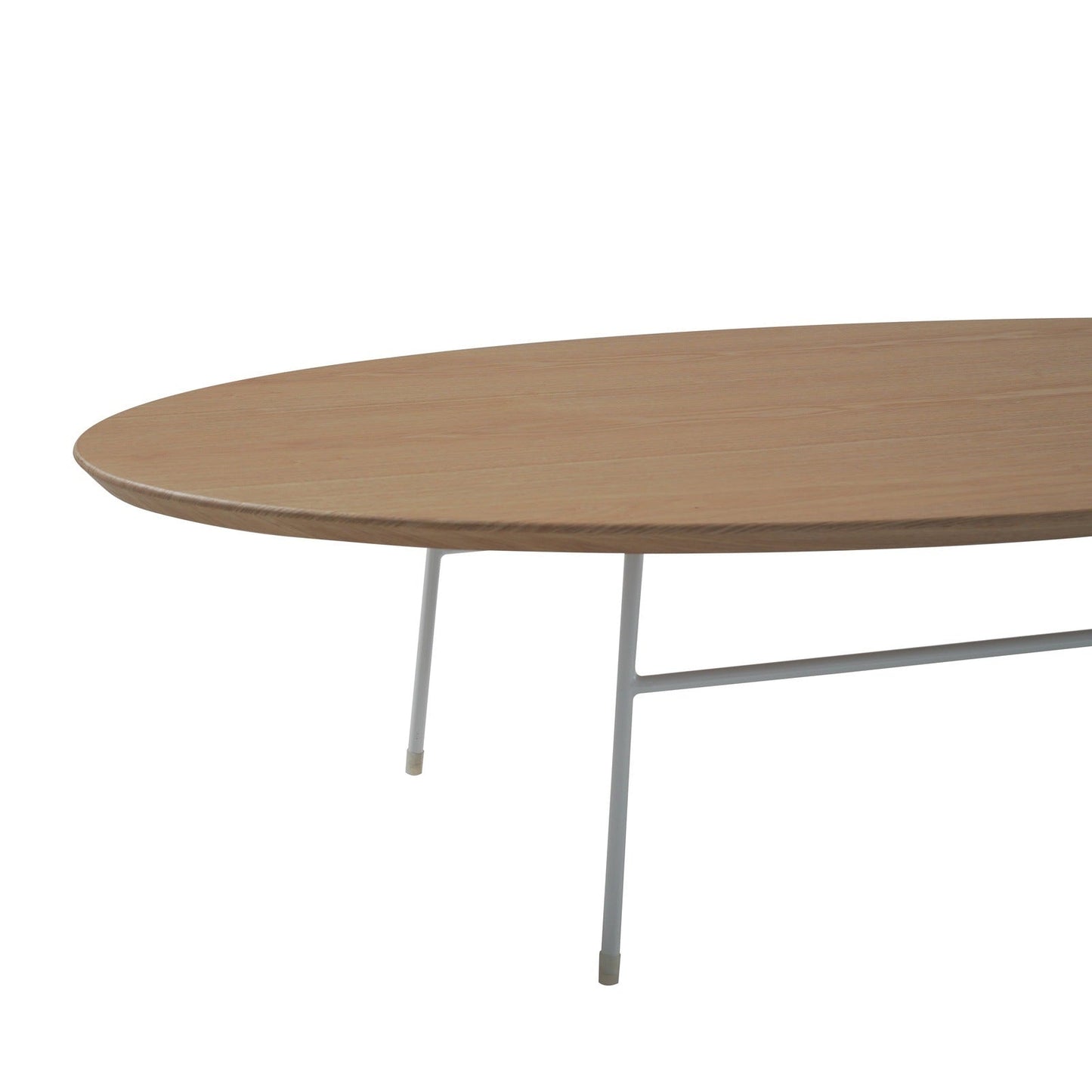 Rossmore Oval Coffee Table with MDF Wood Tabletop in White Steel Frame