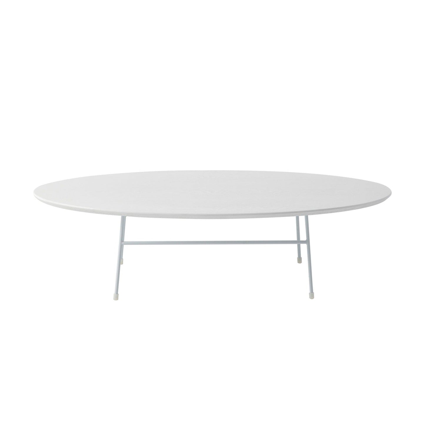 Rossmore Oval Coffee Table with MDF Wood Tabletop in White Steel Frame