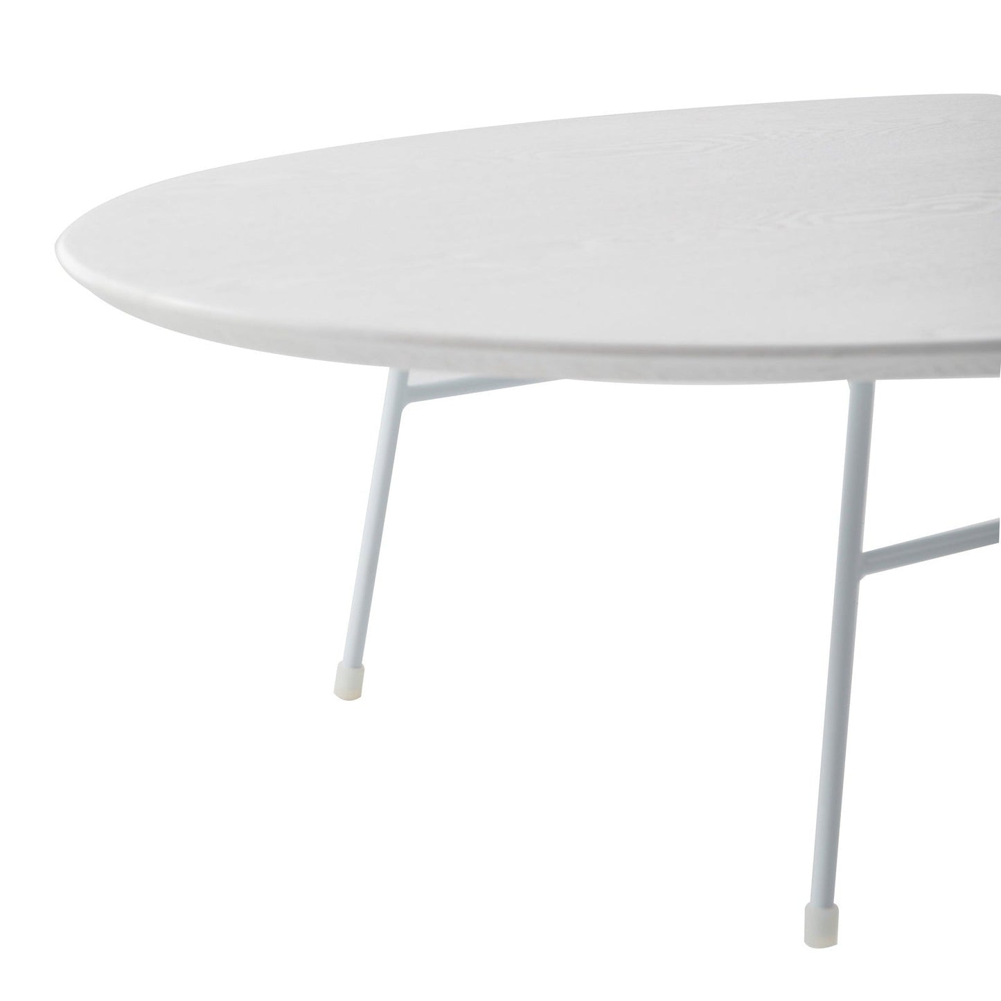 Rossmore Oval Coffee Table with MDF Wood Tabletop in White Steel Frame