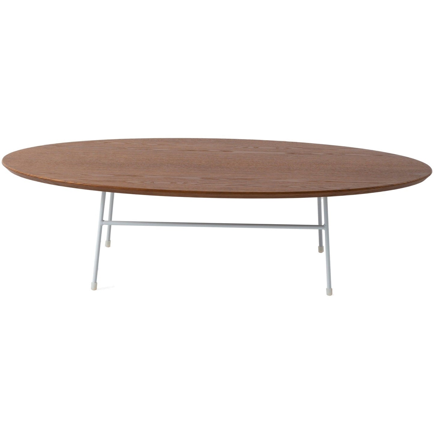 Rossmore Oval Coffee Table with MDF Wood Tabletop in White Steel Frame