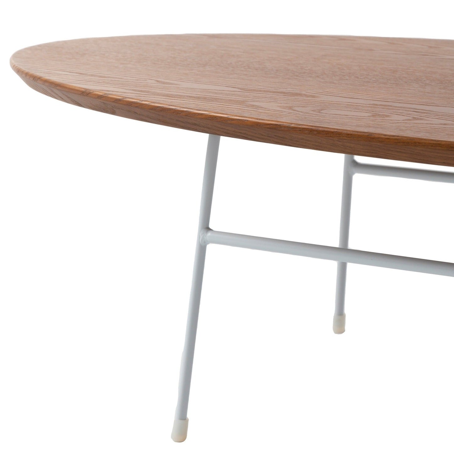 Rossmore Oval Coffee Table with MDF Wood Tabletop in White Steel Frame