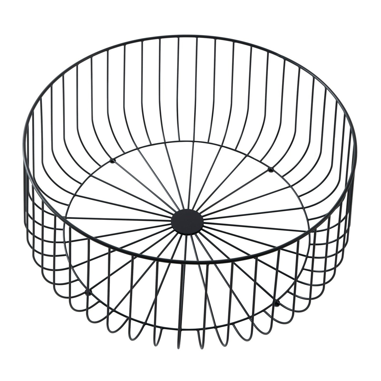 Runswick Round Coffee Table with MDF Tabletop Storage Space in Black Steel Base