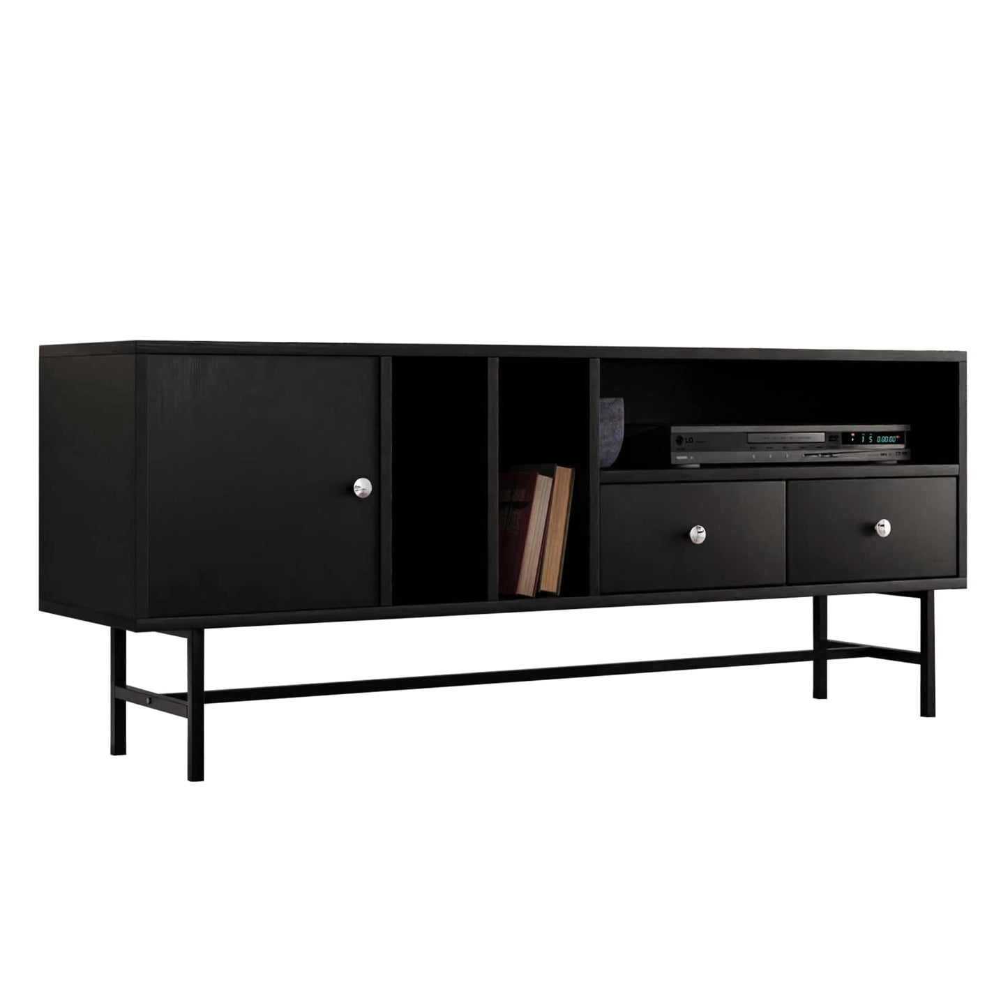 Rochester Modern Rectangular TV Stand: Enclosed Storage & Powder-Coated Iron Legs