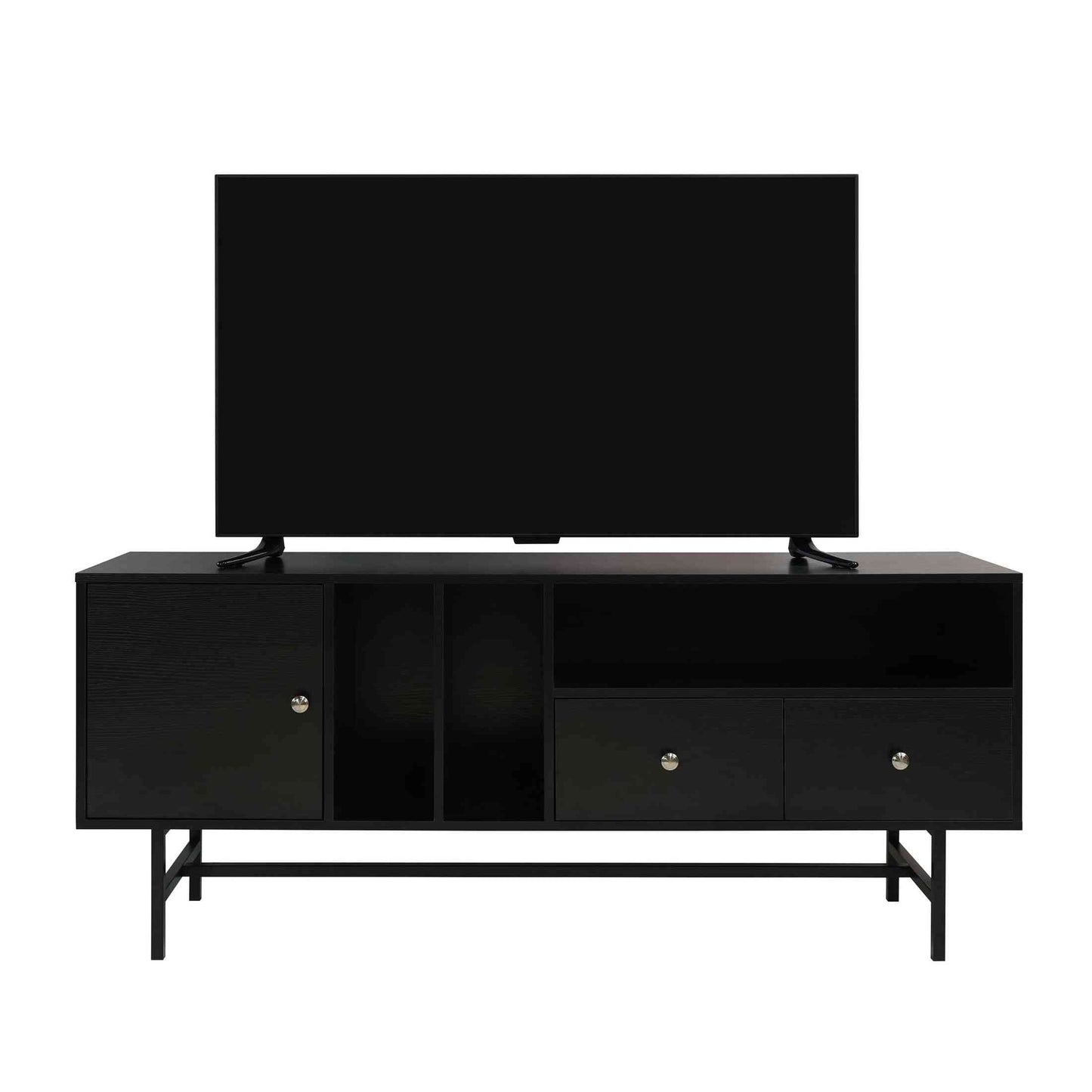 Rochester Modern Rectangular TV Stand: Enclosed Storage & Powder-Coated Iron Legs