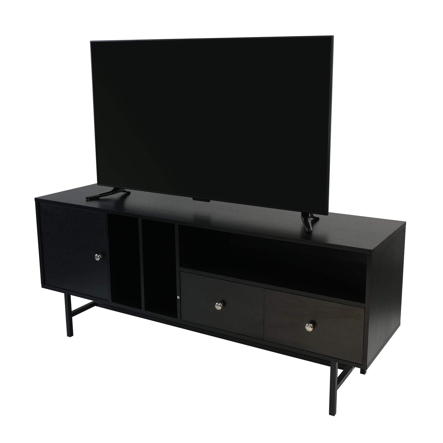 Rochester Modern Rectangular TV Stand: Enclosed Storage & Powder-Coated Iron Legs