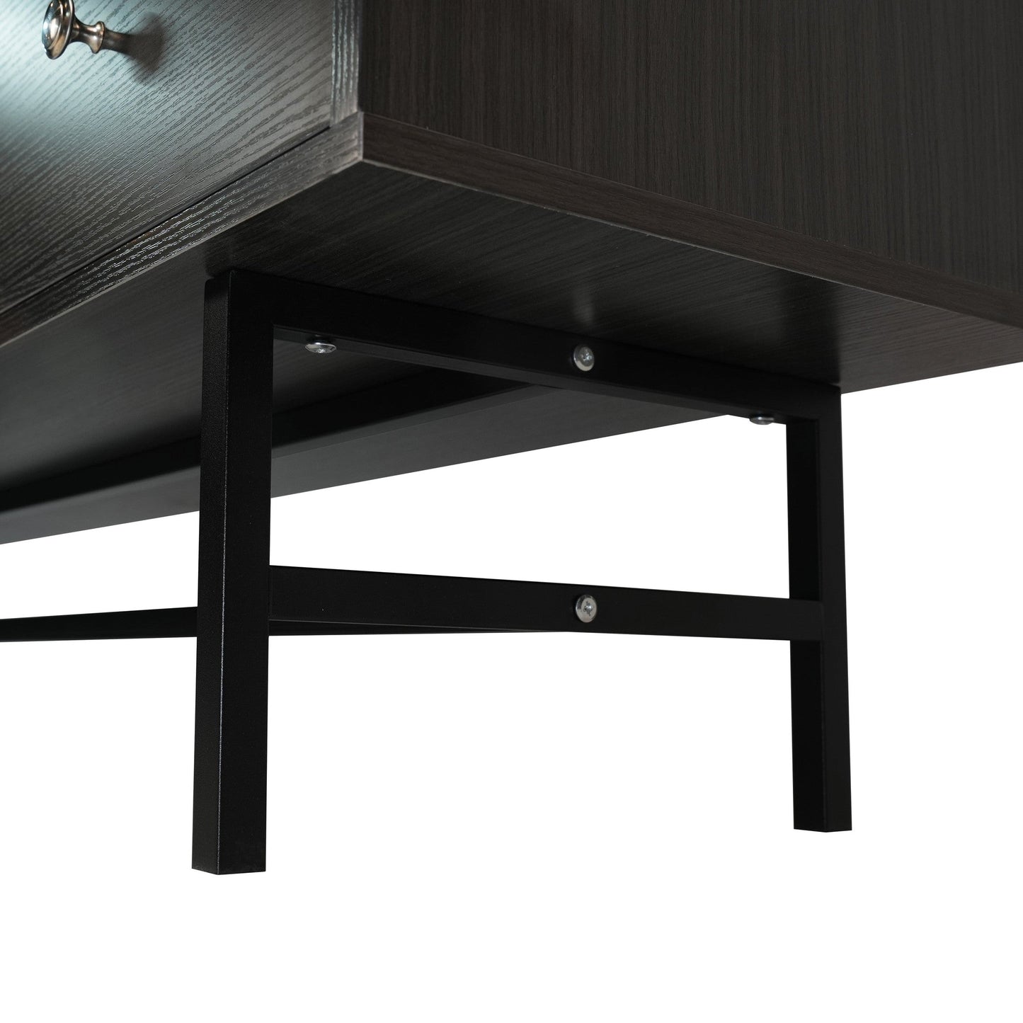 Rochester Modern Rectangular TV Stand: Enclosed Storage & Powder-Coated Iron Legs