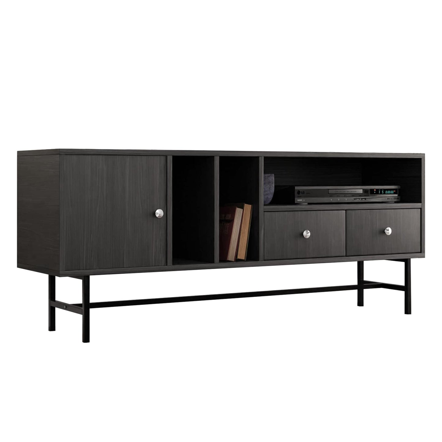 Rochester Modern Rectangular TV Stand: Enclosed Storage & Powder-Coated Iron Legs