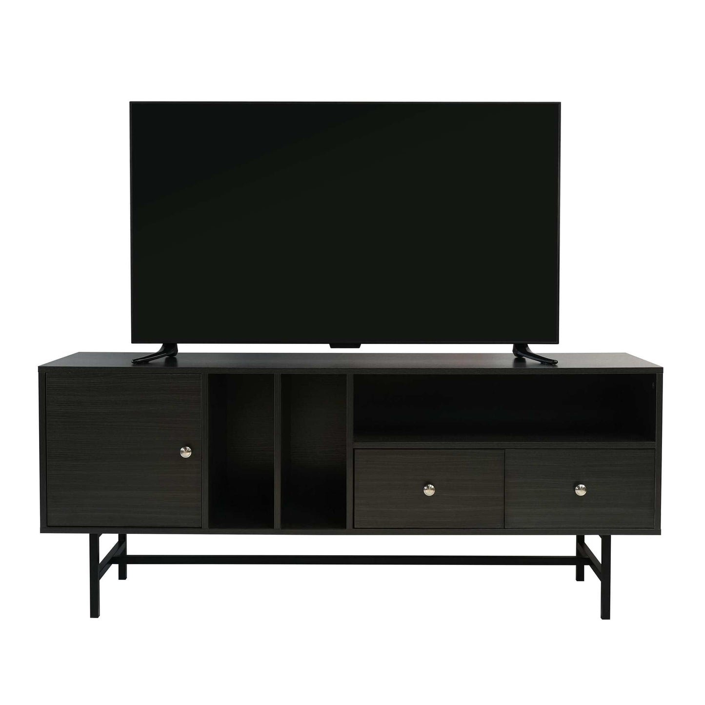 Rochester Modern Rectangular TV Stand: Enclosed Storage & Powder-Coated Iron Legs