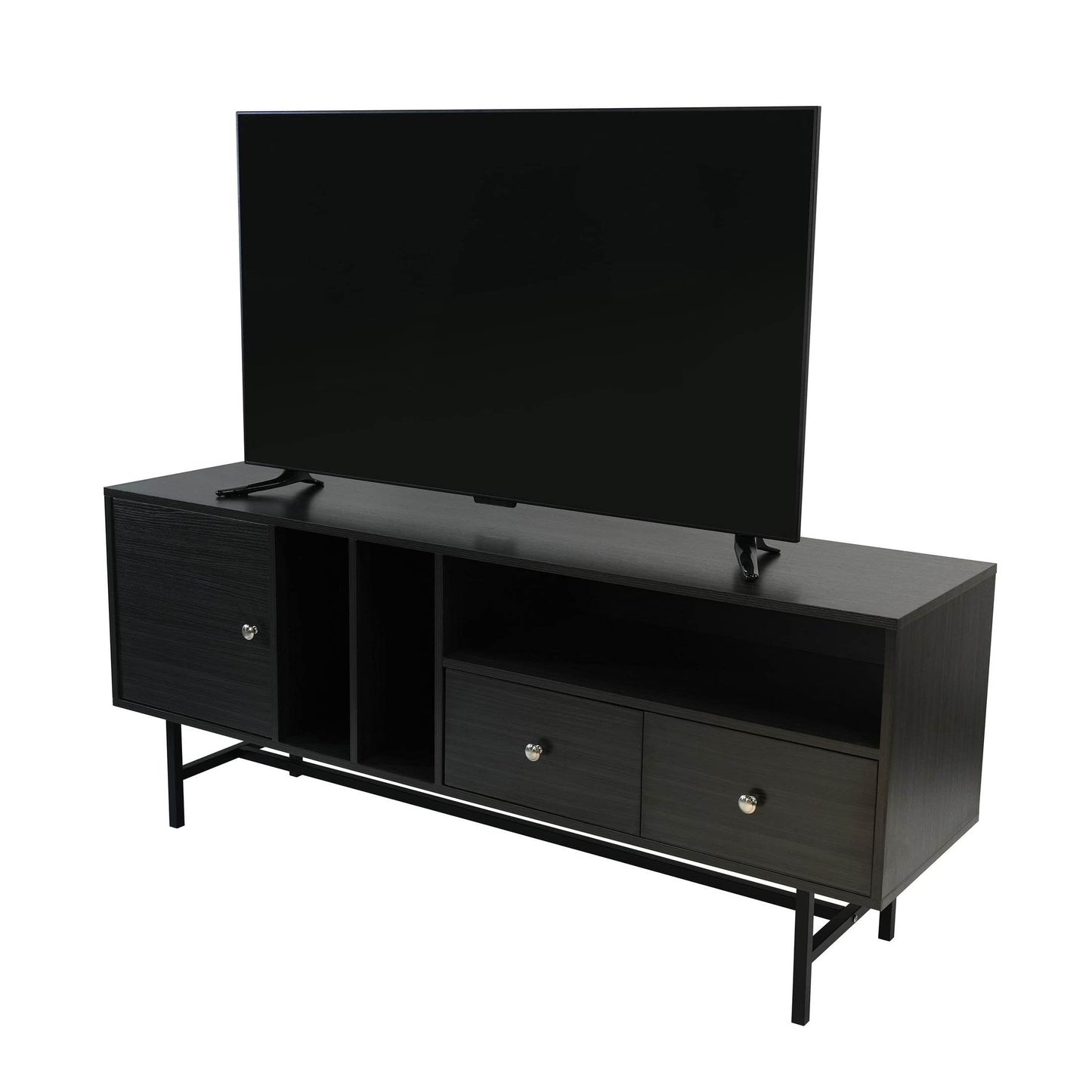 Rochester Modern Rectangular TV Stand: Enclosed Storage & Powder-Coated Iron Legs