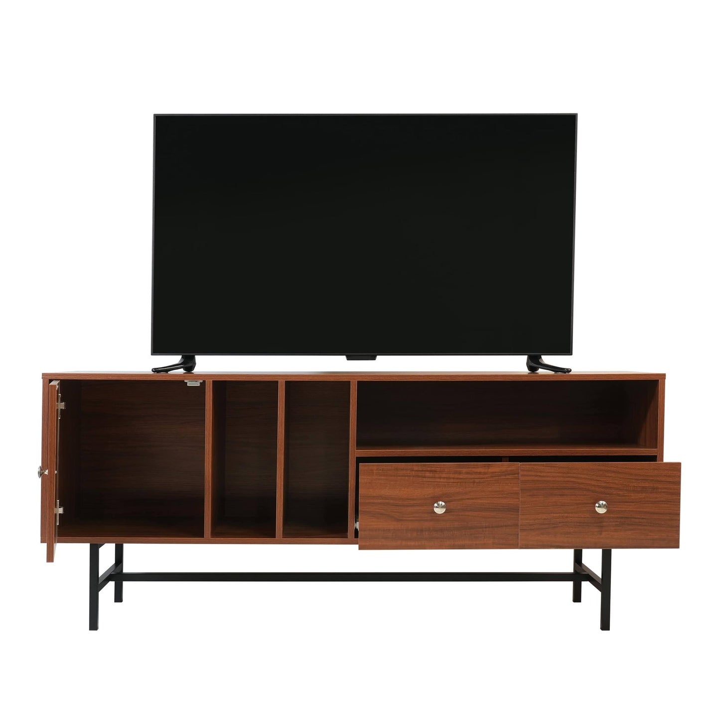 Rochester Modern Rectangular TV Stand: Enclosed Storage & Powder-Coated Iron Legs