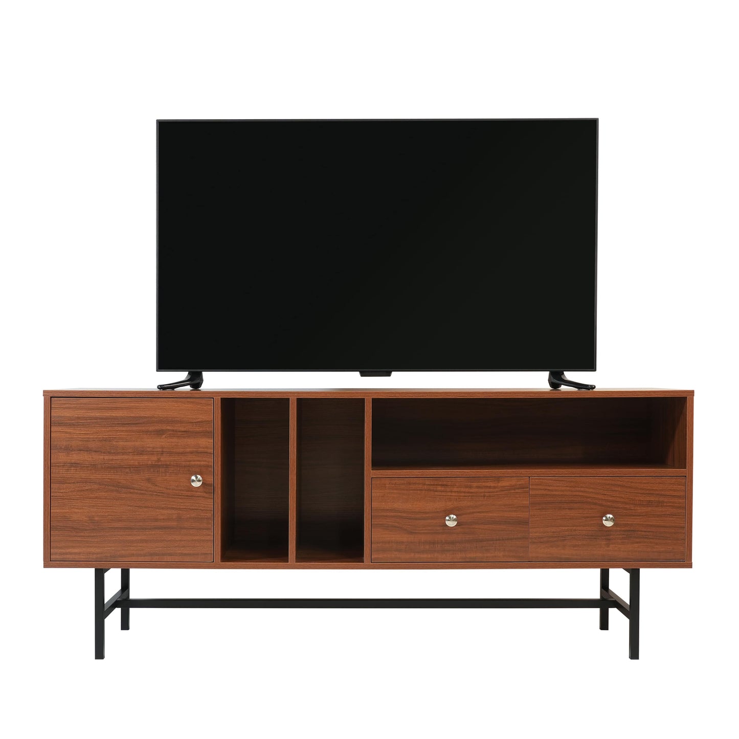 Rochester Modern Rectangular TV Stand: Enclosed Storage & Powder-Coated Iron Legs