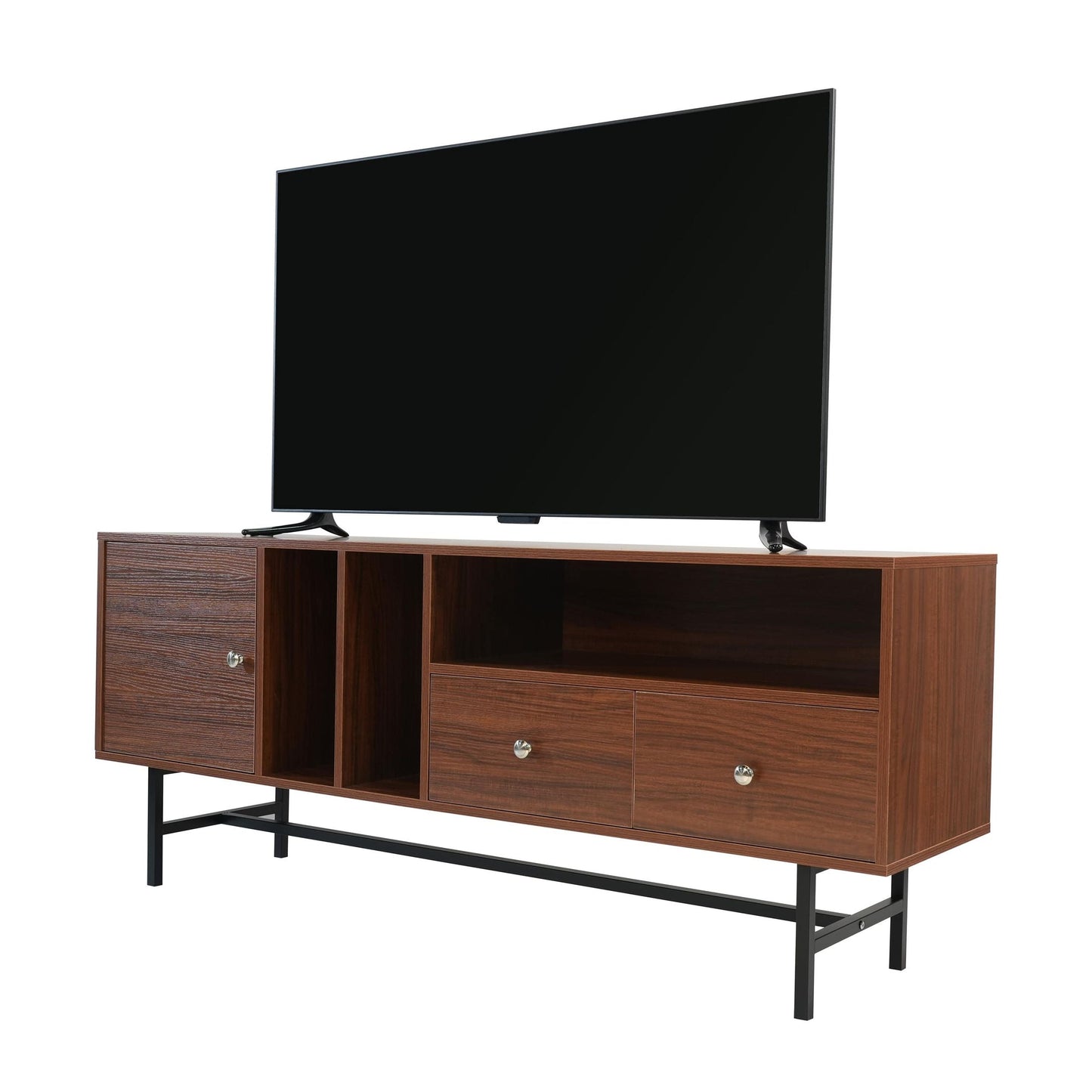 Rochester Modern Rectangular TV Stand: Enclosed Storage & Powder-Coated Iron Legs