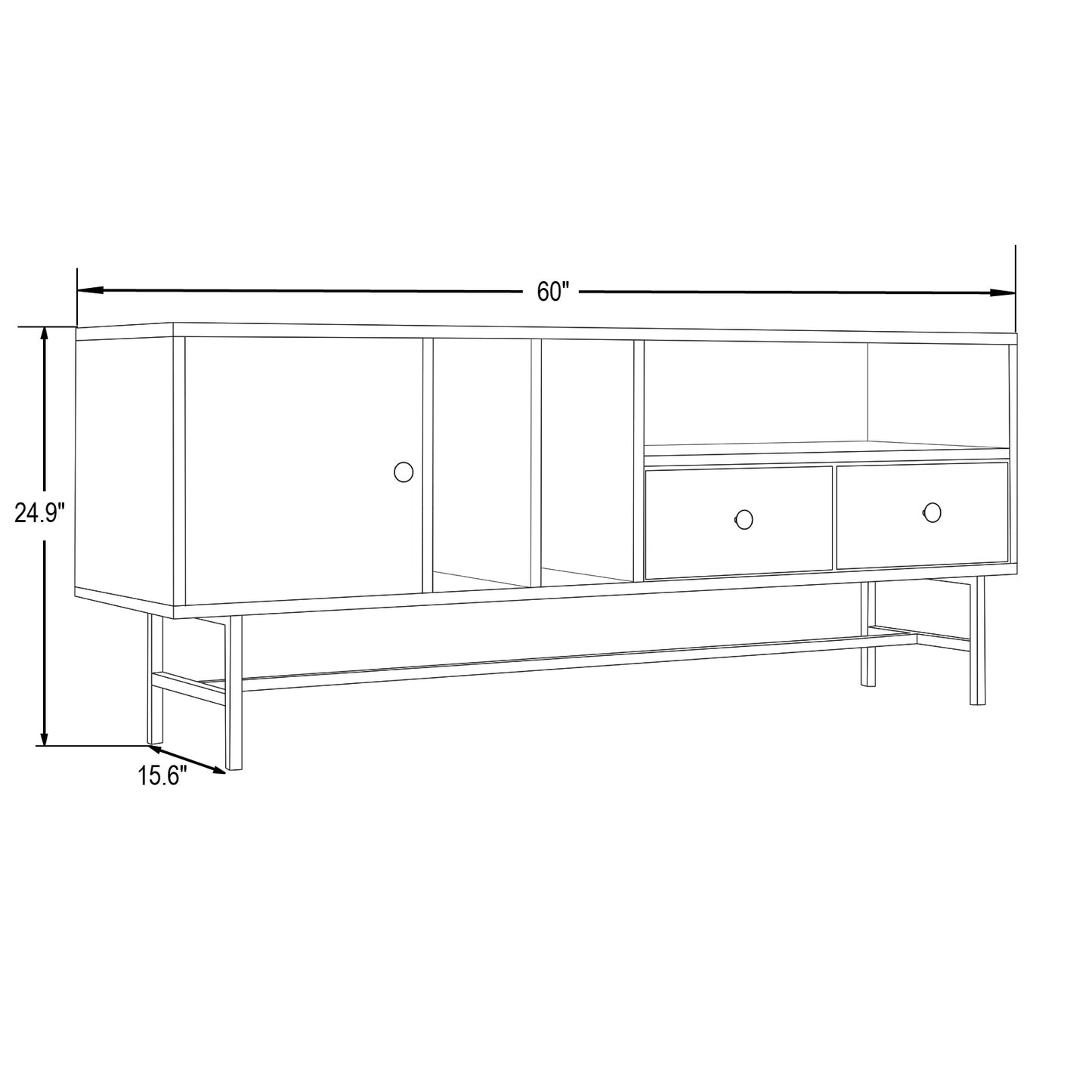 Rochester Modern Rectangular TV Stand: Enclosed Storage & Powder-Coated Iron Legs