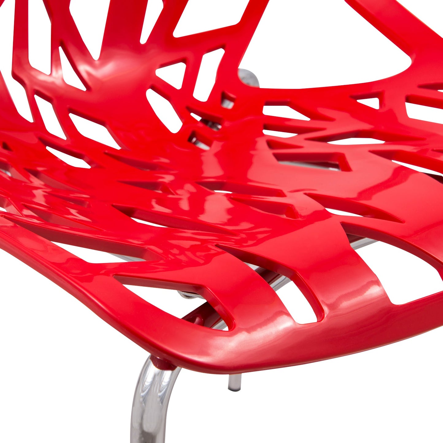 Ravenna 5-Piece Dining Set: 4 Stackable Plastic Chairs & Round Table With Geometric Base