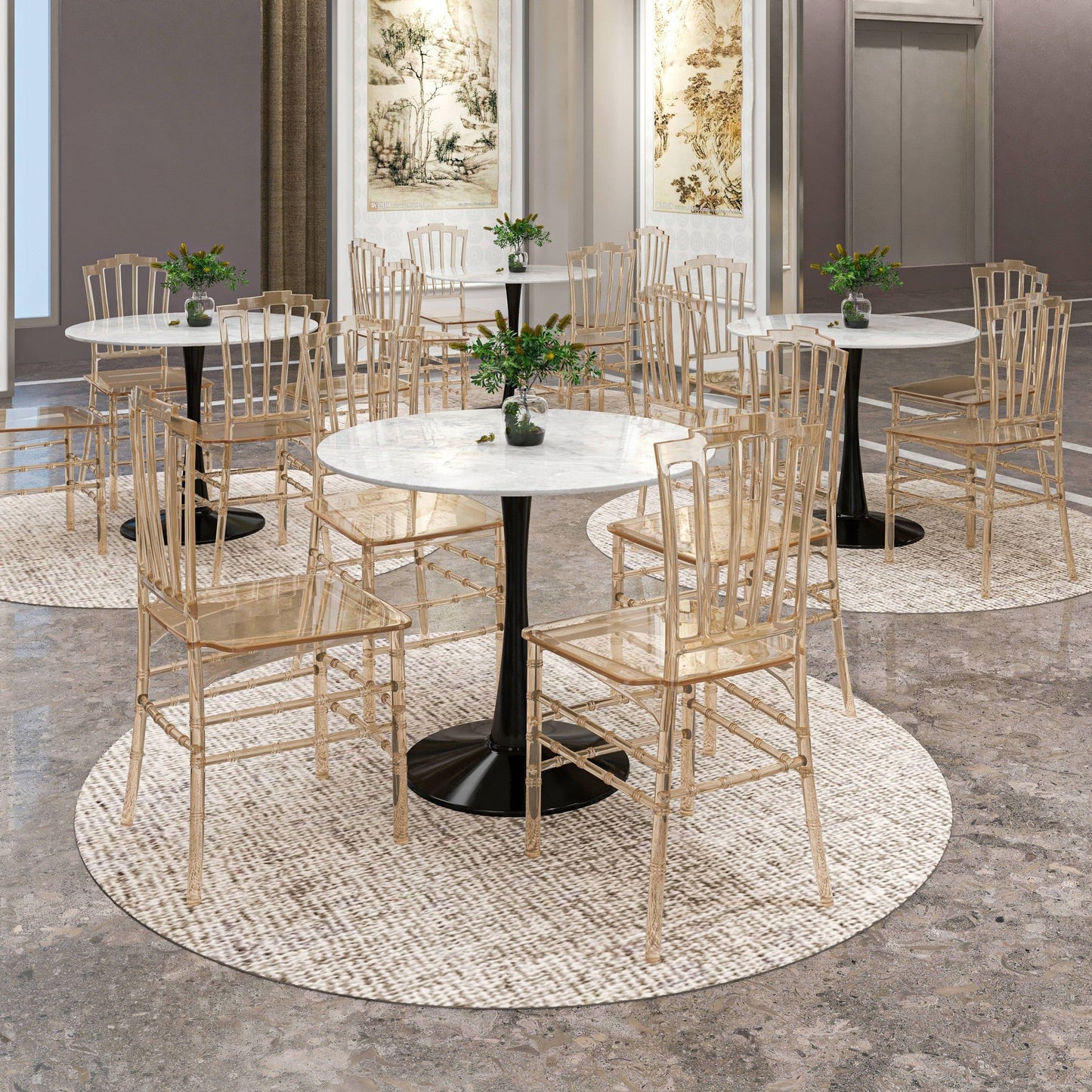 Synth Dining Chair Polycarbonate Side Chair with Windsor Back Design Set of 2