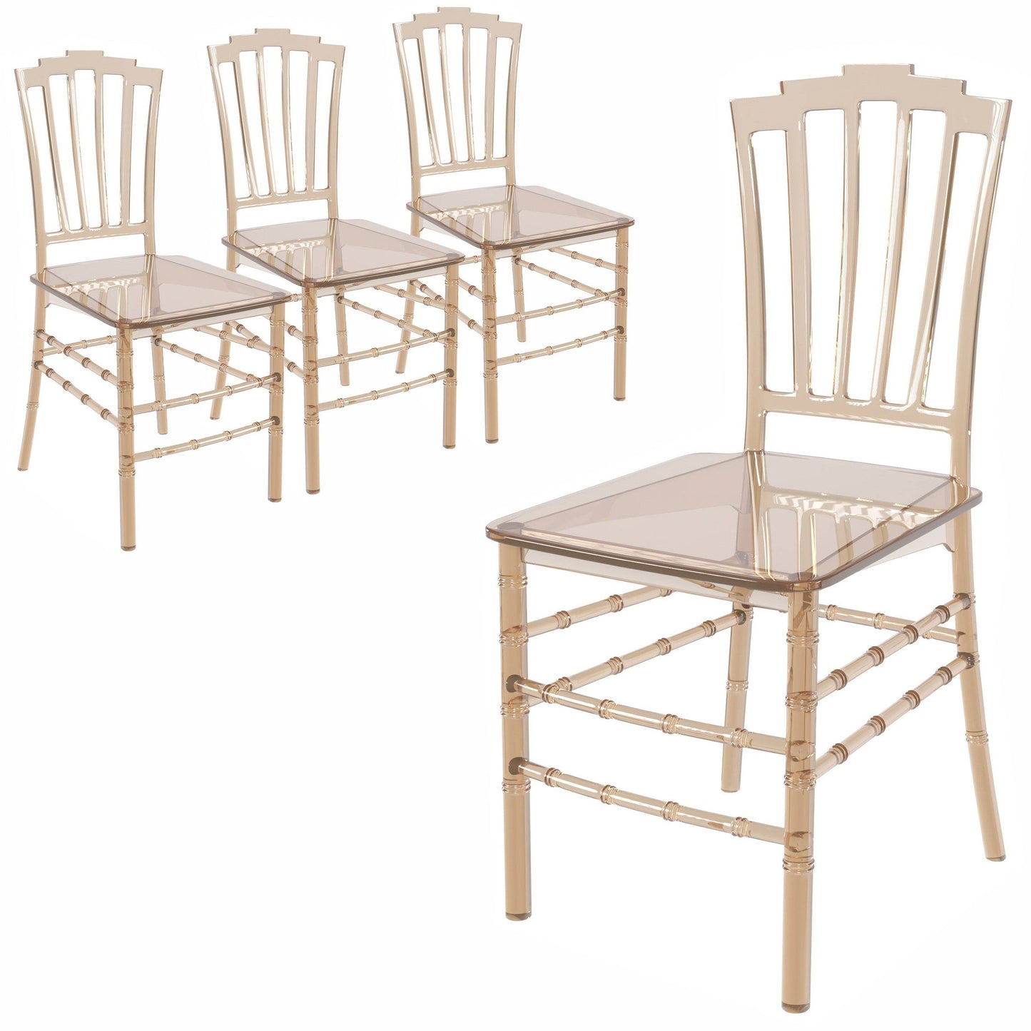 Synth Dining Chair Polycarbonate Side Chair with Windsor Back Design Set of 4