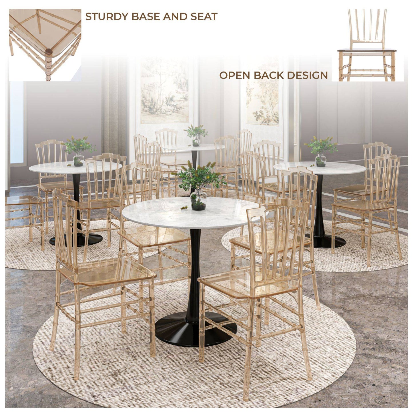 Synth Dining Chair Polycarbonate Side Chair with Windsor Back Design Set of 4