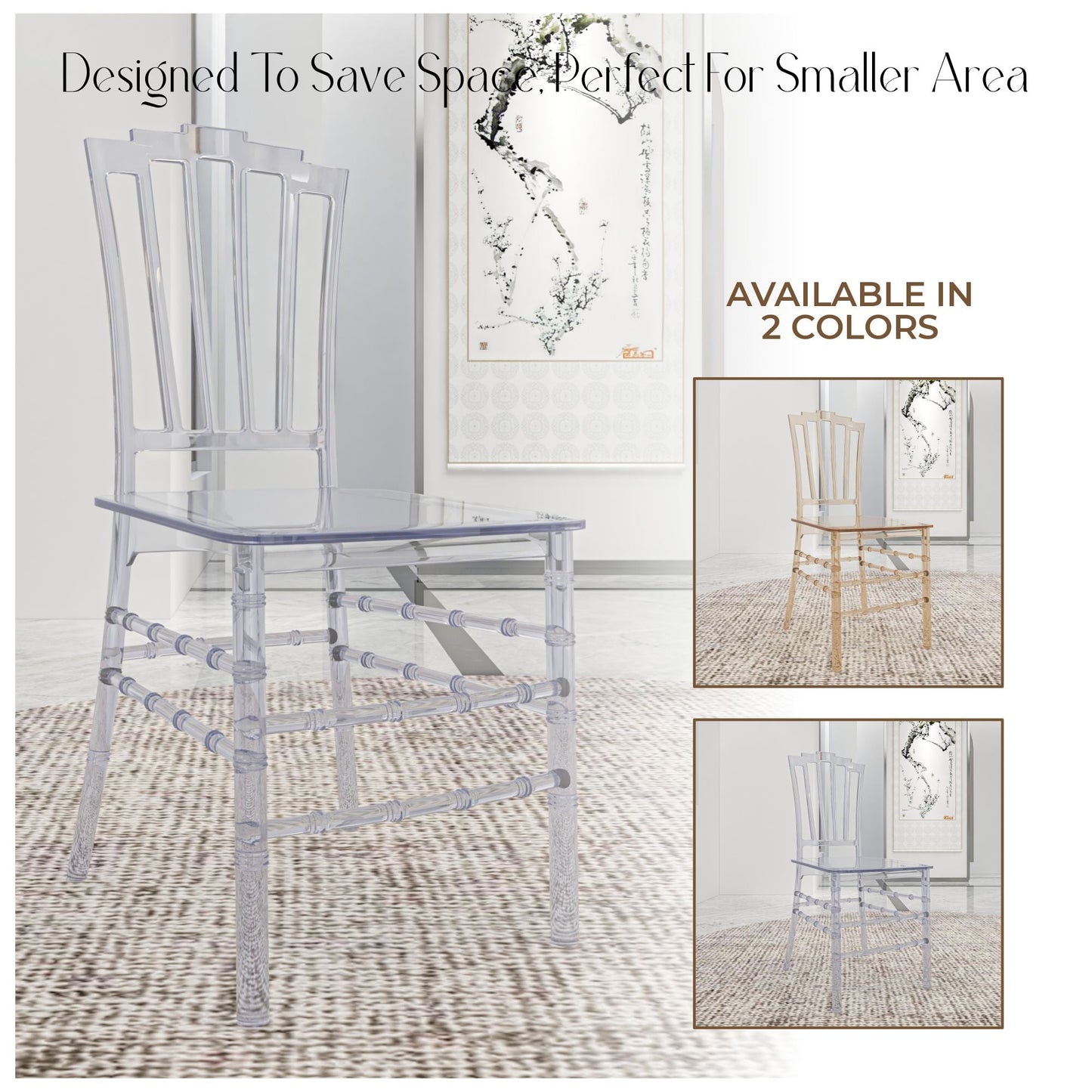 Synth Dining Chair Polycarbonate Side Chair with Windsor Back Design Set of 2