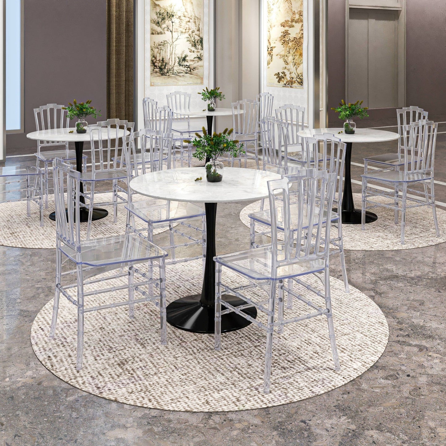 Synth Dining Chair Polycarbonate Side Chair with Windsor Back Design Set of 4