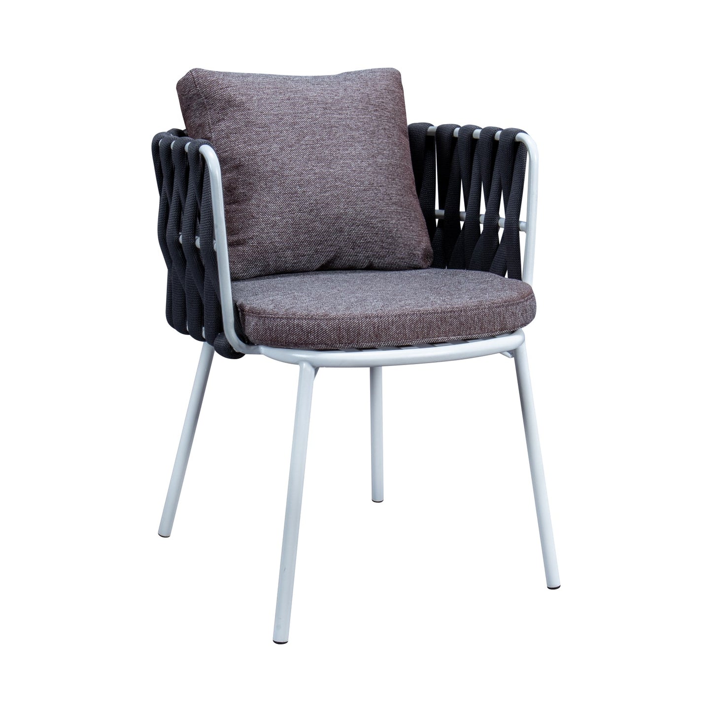 Spencer Modern Outdoor Patio Dining Chair with Rope Design and Cushions