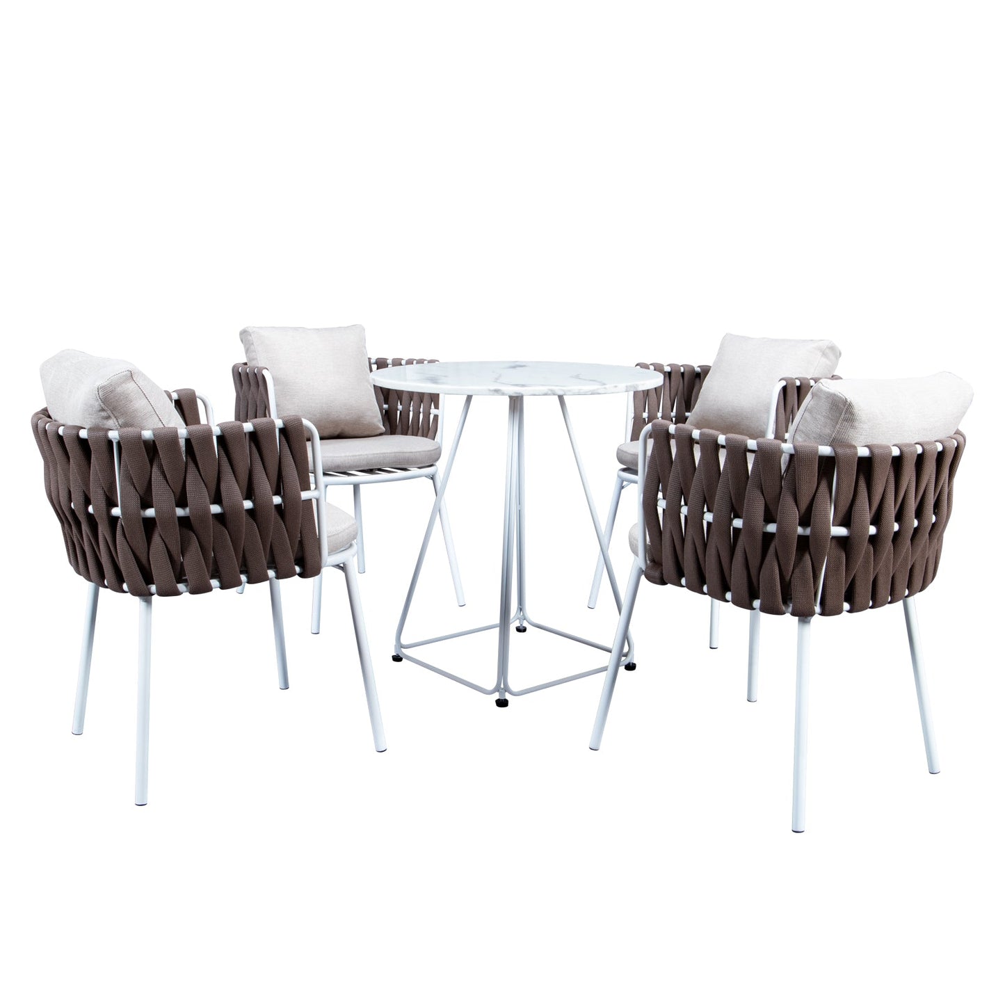 Spencer Modern Outdoor Patio Dining Chair with Rope Design and Cushions