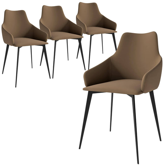Sonnet Dining Chair with Armrests and Black Powder-Coated Iron Legs Set of 4