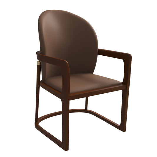 Svelta Dining Chair in Upholstered Leather Accent Arm Chair and Rubberwood Frame and Legs