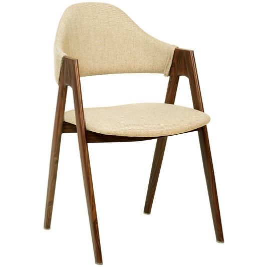Savor Dining Chair in Polyester with Curved and Open-Back Design in Brown