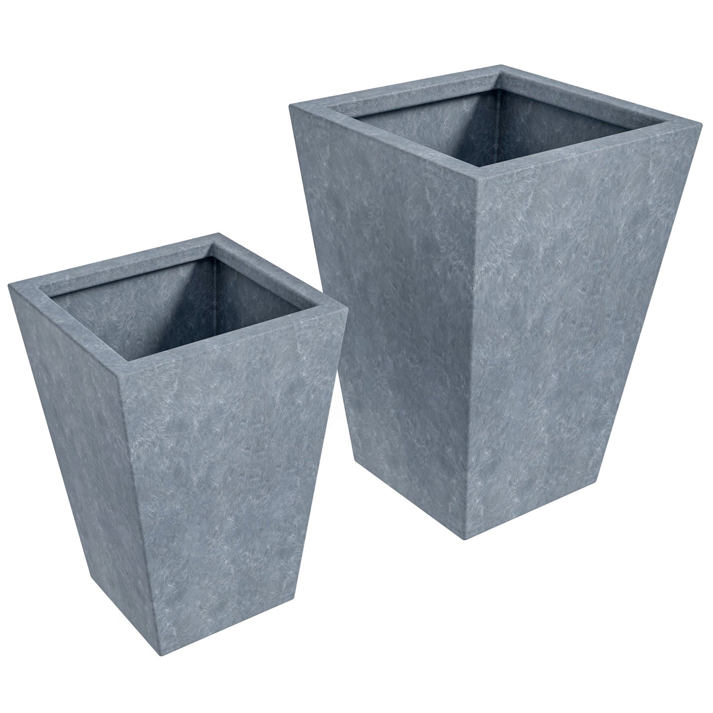 Serene Modern Fiberstone and Clay Tapered Square Planter Pot with Drainage Holes