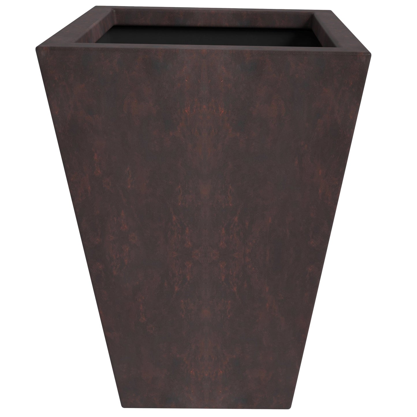 Serene Modern Fiberstone and Clay Tapered Square Planter Pot with Drainage Holes
