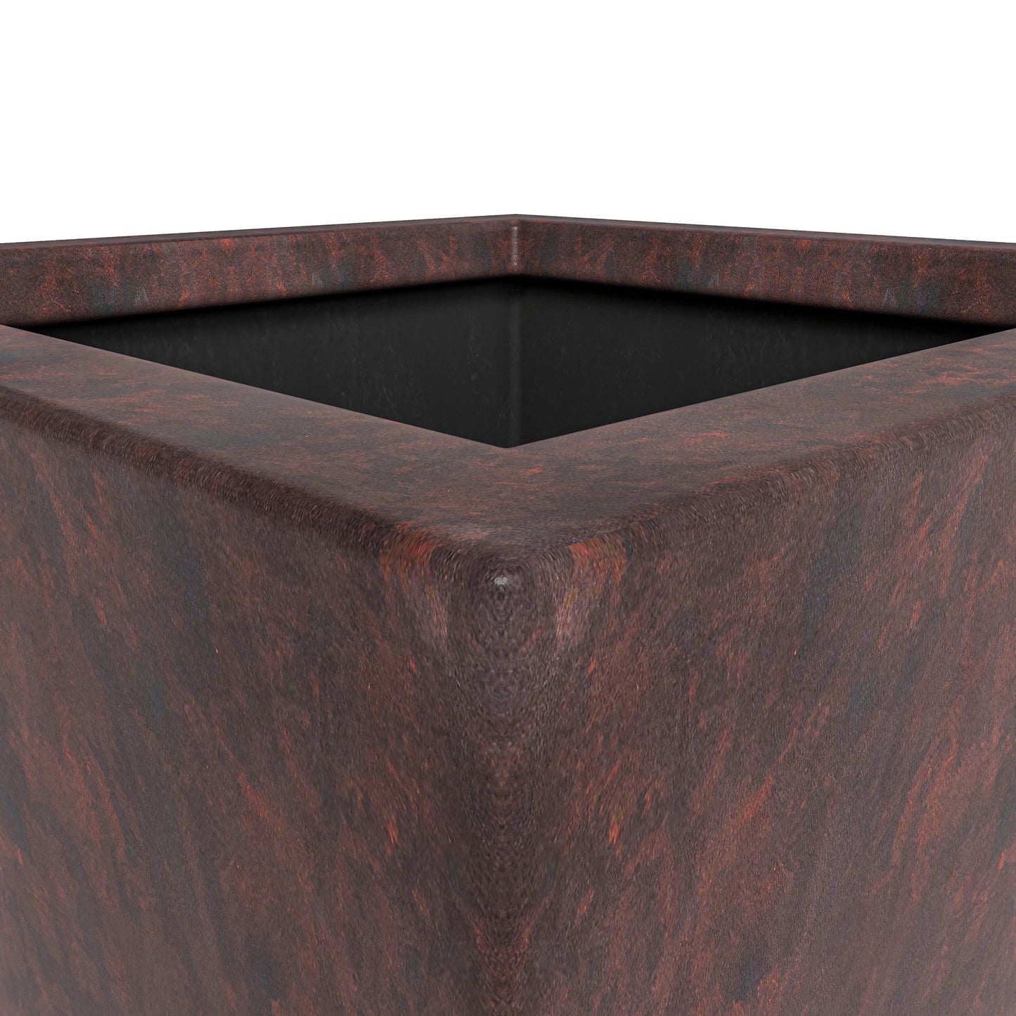 Serene Modern Fiberstone and Clay Tapered Square Planter Pot with Drainage Holes
