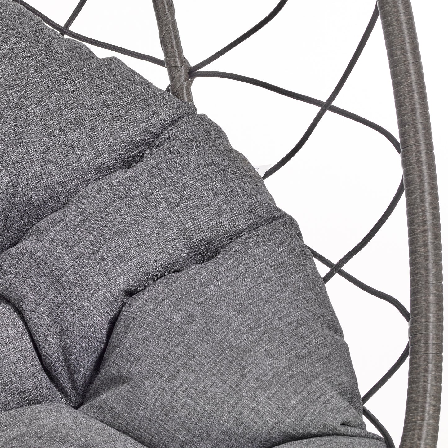 Summit Outdoor Single Person Egg Swing Chair in Grey Steel Frame With Removable Cushions