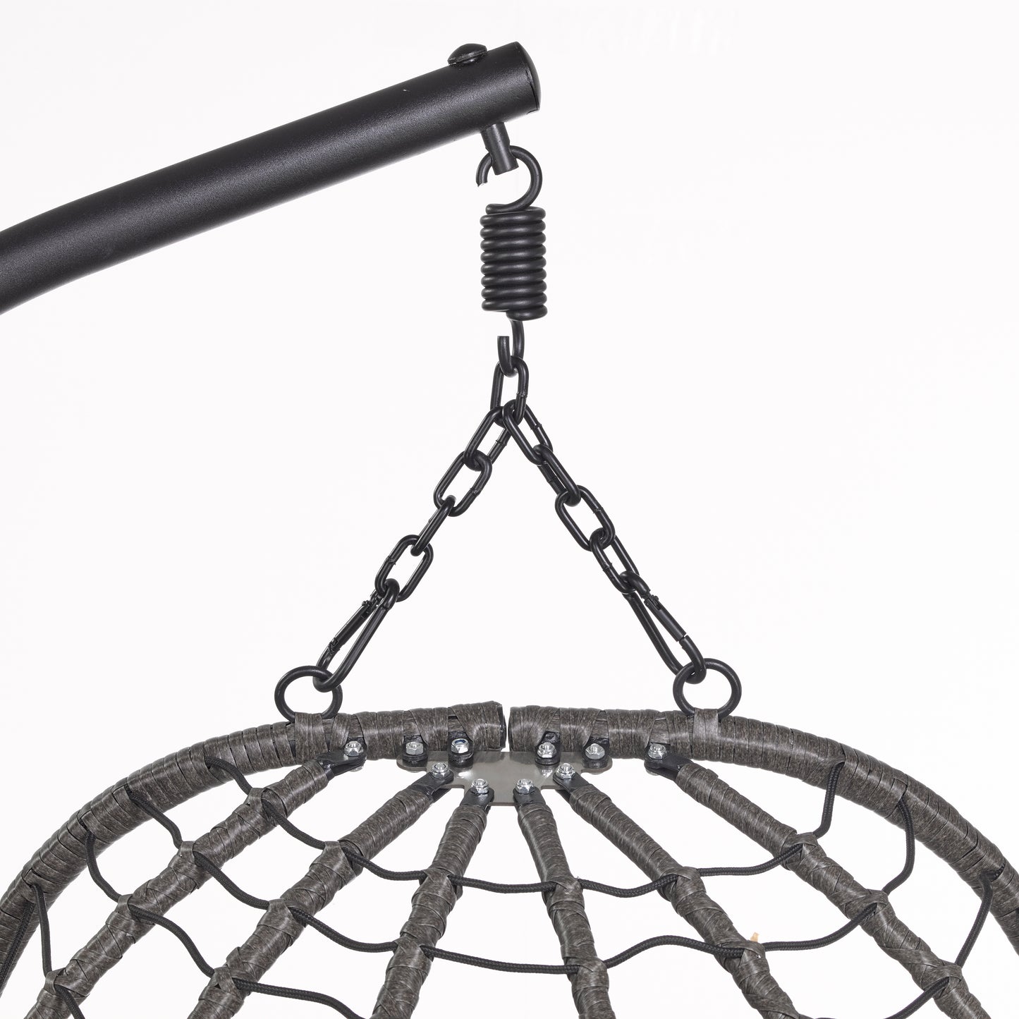 Summit Outdoor Single Person Egg Swing Chair in Grey Steel Frame With Removable Cushions