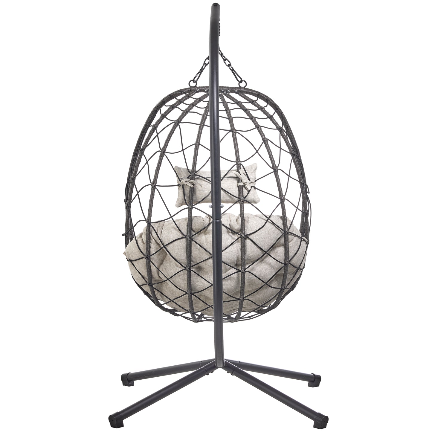 Summit Outdoor Single Person Egg Swing Chair in Grey Steel Frame With Removable Cushions