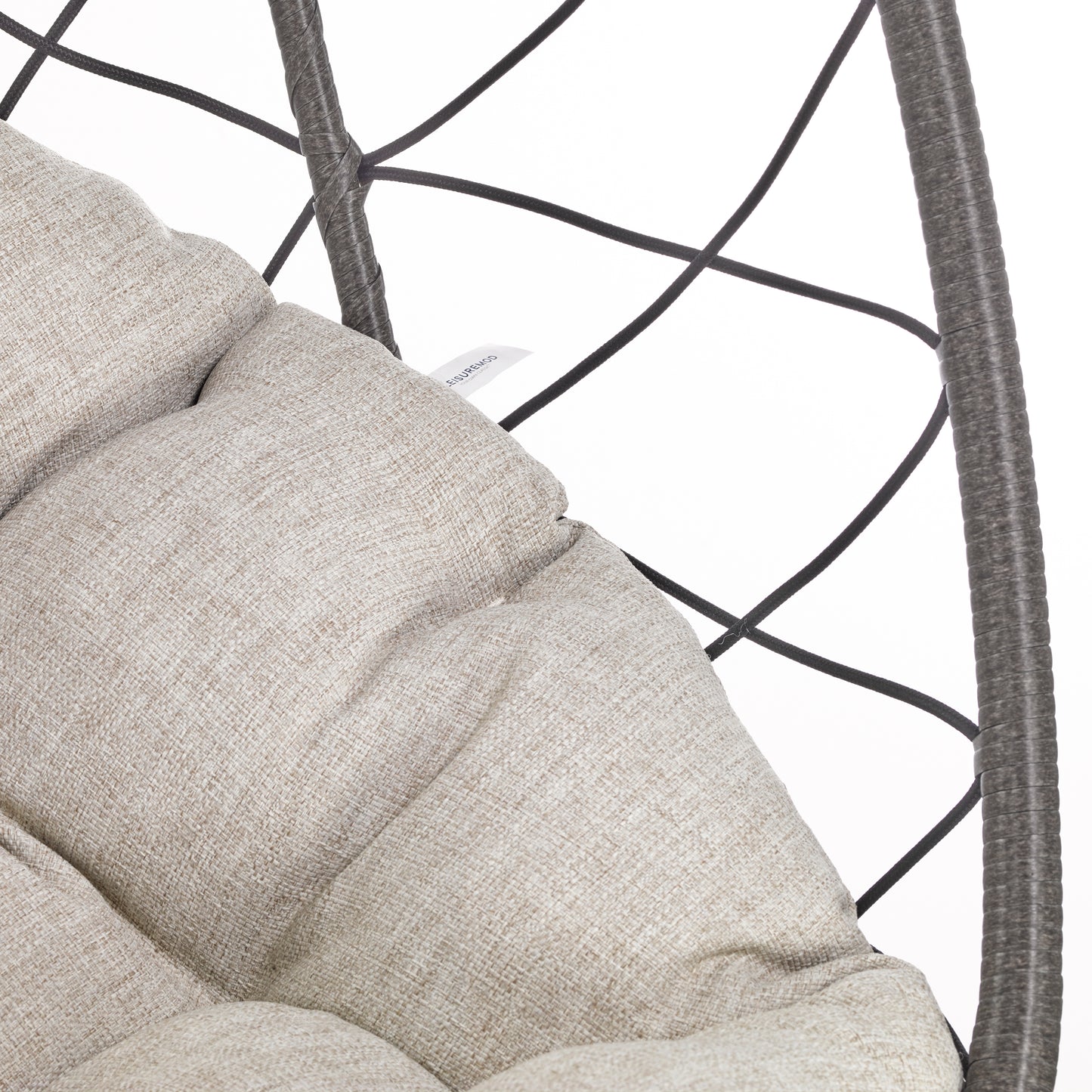 Summit Outdoor Single Person Egg Swing Chair in Grey Steel Frame With Removable Cushions