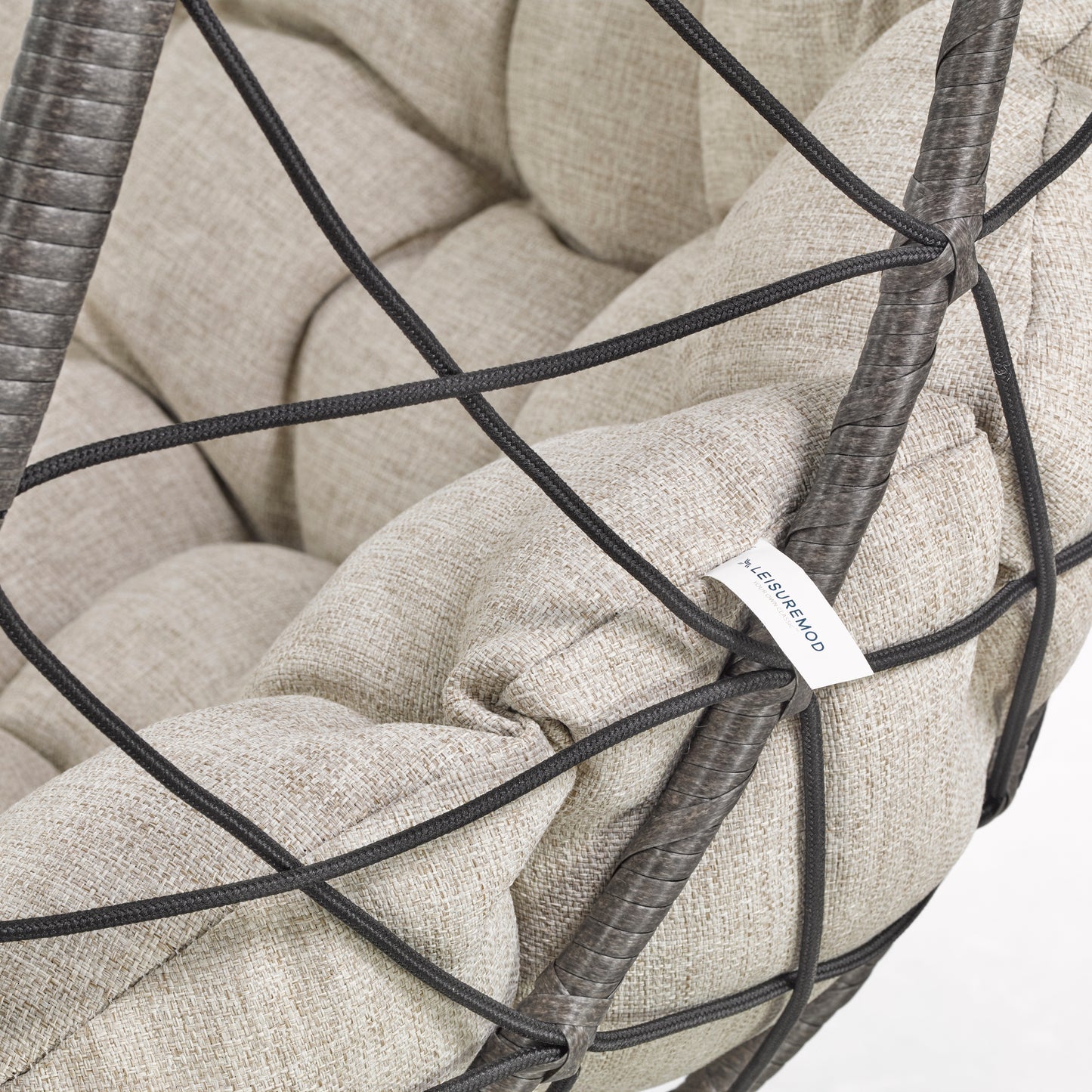 Summit Outdoor Single Person Egg Swing Chair in Grey Steel Frame With Removable Cushions