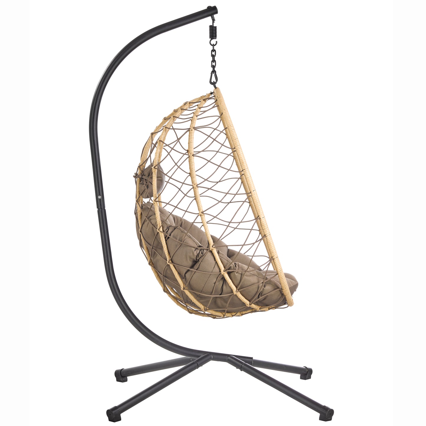 Summit Outdoor Single Person Egg Swing Chair in Grey Steel Frame With Removable Cushions