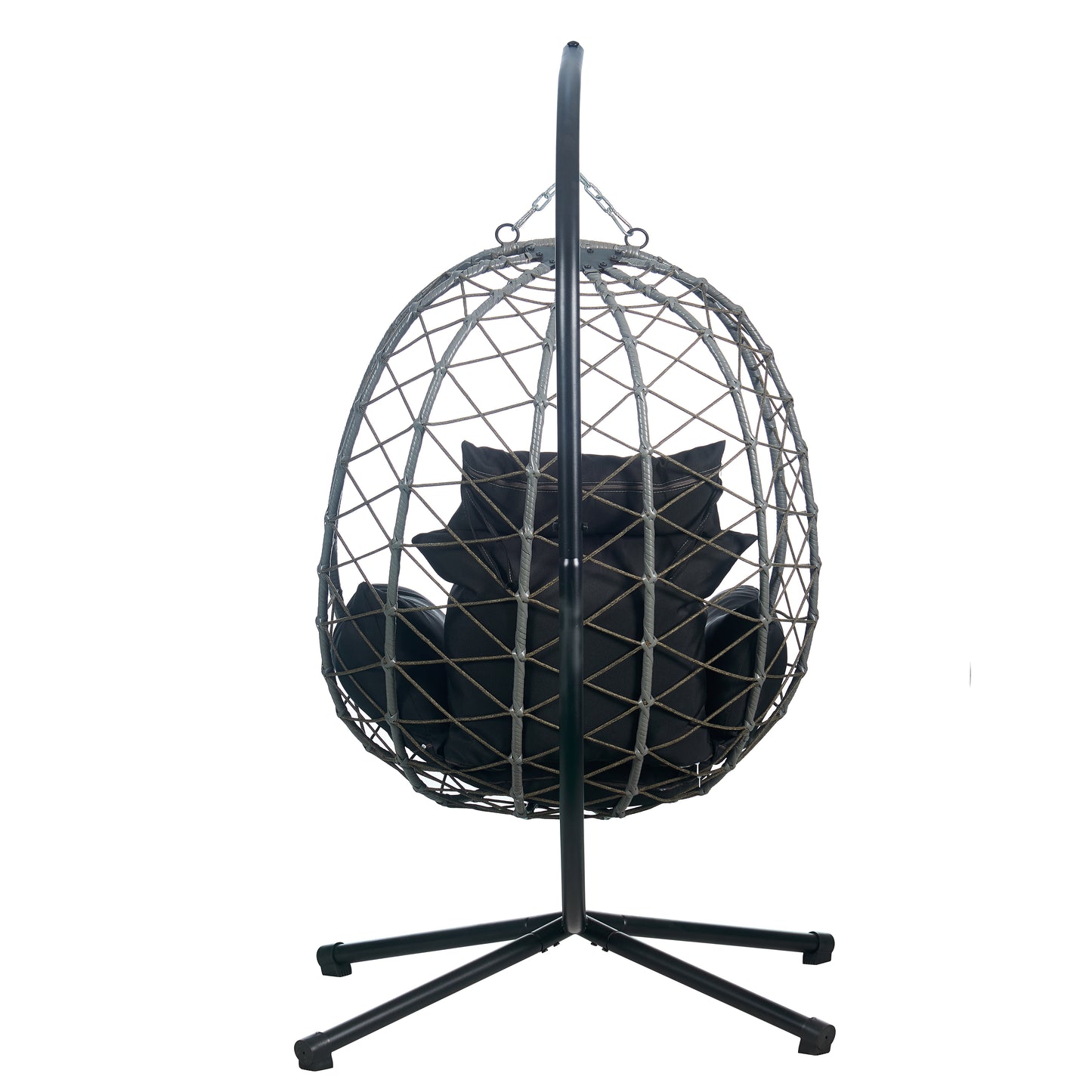 Summit Outdoor Single Person Egg Swing Chair in Grey Steel Frame With Removable Cushions