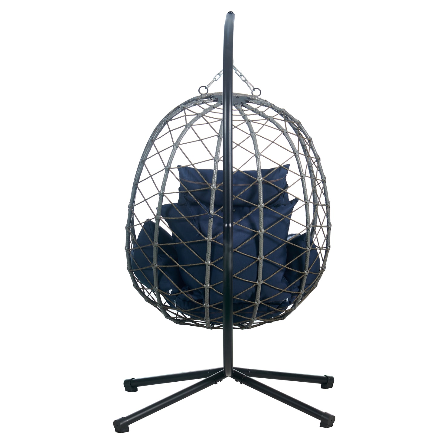 Summit Outdoor Single Person Egg Swing Chair in Grey Steel Frame With Removable Cushions
